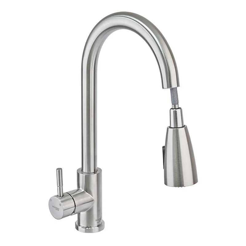 Кухонный смеситель с выдвижной лейкой Mixxus SUS 014-B (SS0023)