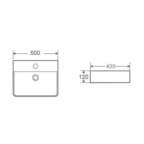 Умивальник накладний керамічний Mixxus Premium Quadro-0201 з переливом 500x420x120mm (MP6478)