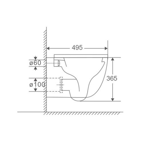 Унітаз підвісний Mixxus Premium Ellipse-0301-T3 495x365x365mm, система змиву Tornado 3.0 (MP6461)