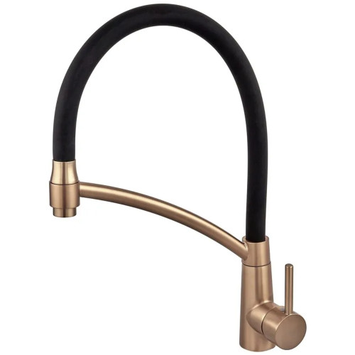 Смеситель для кухни MIXXUS PREMIUM ROSSI 017 BRUSHED GOLD REFL.BLACK (Цвет матовое золото+силик. излив черный) (MP6723)