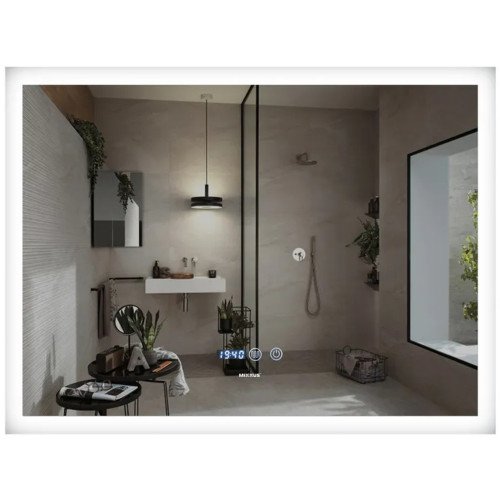 Зеркало MIXXUS FLAT MR04-100x80 с LED Touch, Anti-fog, димером, рег. яркости, часами (MI6927)