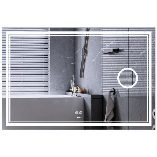 Зеркало MIXXUS PREMIUM QUADRO MR20-100x70 с LED Touch, Anti-fog, димером, рег. яркости, линзой (MP6622)
