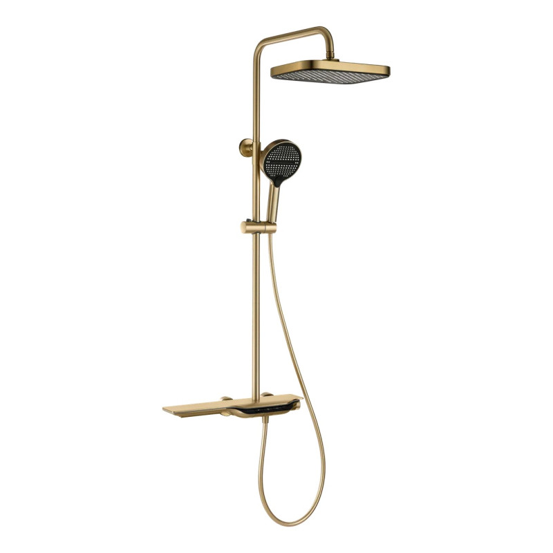 Душова колона з термостатичним змішувачем Mixxus Premium SPACE-009-J Brushed gold, 3 режими (MI6541)