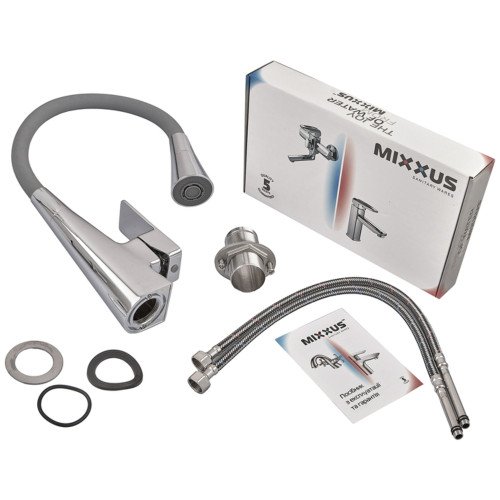 Змішувач для кухні MIXXUS ETNA 014-T REFL.GREY (Колір хром+силіконовий вилив сірий) (MI8420)