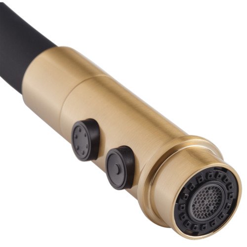 Змішувач для кухні Mixxus Premium PULL 017 BRUSHED GOLD REFL.BLACK (Колір мат.золото+сил.вилив чорний) (MI8280)