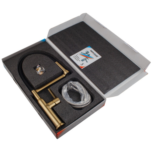 Змішувач для кухні Mixxus Premium PULL 017 BRUSHED GOLD REFL.BLACK (Колір мат.золото+сил.вилив чорний) (MI8280)