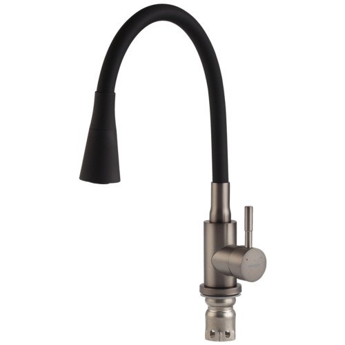 Змішувач для кухні Mixxus SEO-011-T Graphite Refl.Black із нерж.сталі SUS304 (Цв.графіт+сил.вилив чорний) (MI8434)