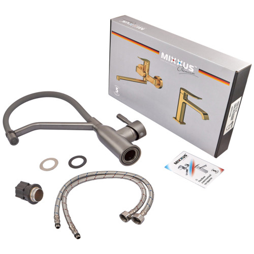 Змішувач для кухні MIXXUS PREMIUM GRAVITY 017 GRAPHITE REFL.GRAY (Колір графіт + силік. вилив серий) (MI8409)