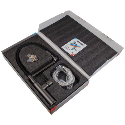 Змішувач для кухні Mixxus Premium PULL 017 GRAPHITE REFL.BLACK (Колір графіт+силік.вилив чорний) (MI8278)