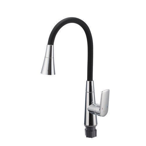 Смеситель для кухни Mixxus Premium Matis 011-T Refl.Black (Цвет хром+силик.излив черный) (MI8266)