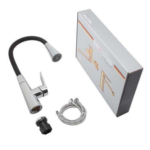 Змішувач для кухні Mixxus Premium Matis 011-T Refl.Black (Колір хром+силік.вилив чорний) (MI8266)