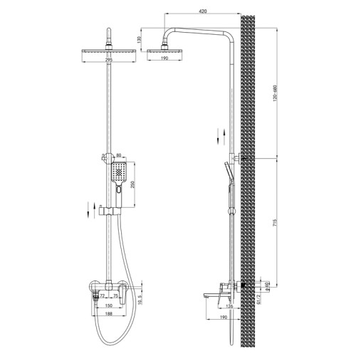 Душевая колонна со смесителем Mixxus Premium Rubens 009-J (MI8255)