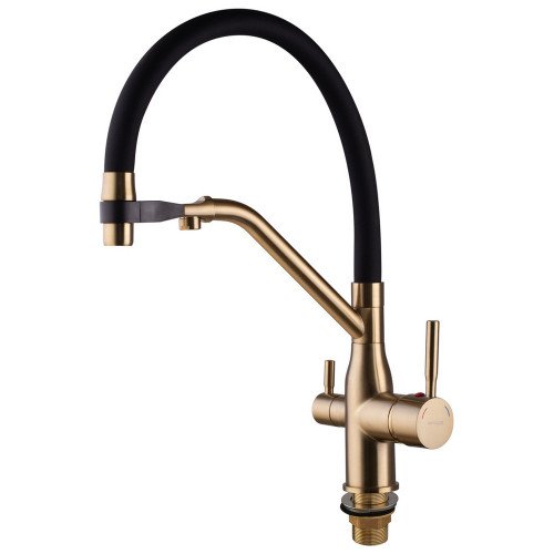 Смеситель для кухни Mixxus Premium Gravity 021 BRUSHED GOLD REFL.BLACK (MI6981)