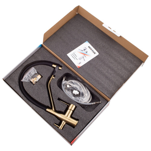 Змішувач для кухні Mixxus Premium Gravity 021 BRUSHED GOLD REFL.BLACK (MI6981)