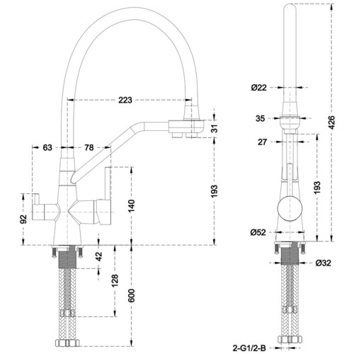 Змішувач для кухні Mixxus Premium SENNA 021 GRAPHITE з виходом для питної води (MI6827)