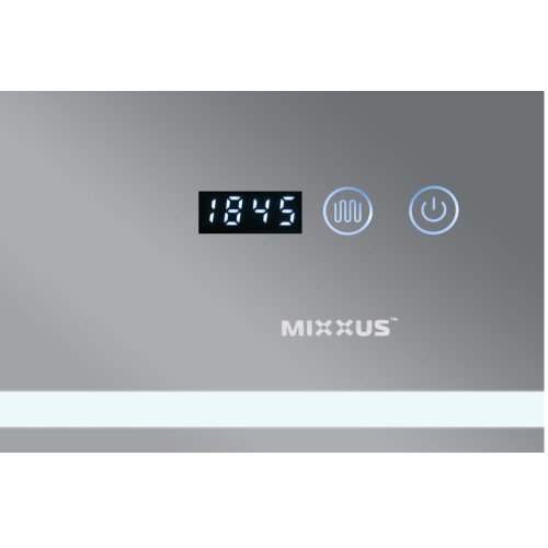 Дзеркало MIXXUS WARM MR02-80x80 із LED Touch, Anti-fog, димером, рег. яскравості, годинником (MI6934)