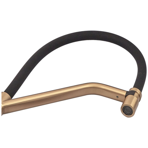 Змішувач для кухні MIXXUS PREMIUM GRAVITY 017 BRUSHED GOLD REFL.BLACK (Колір матове золото+силік. вилив чорний) (MI8410)