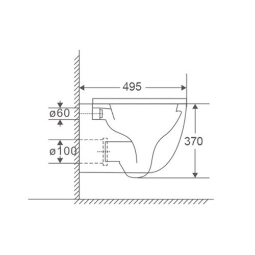 Унітаз підвісний Mixxus Premium Ellipse-0302-T3 495x360x370mm, система змиву Tornado 3.0 (MP6462)