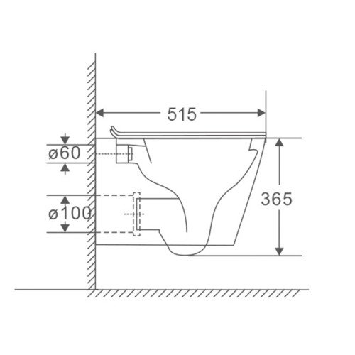 Унітаз підвісний Mixxus Premium Bevel-0301-T3 515x355x365mm, система змиву Tornado 3.0 (MP6472)