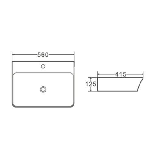Умывальник накладной керамический Mixxus Premium Bevel-0202 с переливом 560x415x125mm (MP6481)