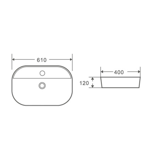 Умивальник накладний керамічний Mixxus Premium Ellipse-0202 610x400x120mm (MP6483)