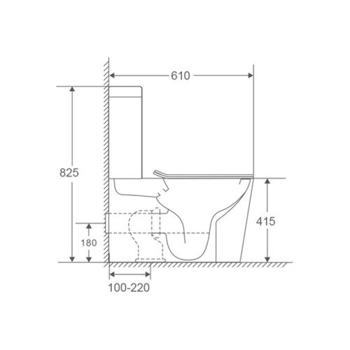 Унитаз-компакт Mixxus Premium Quadro-0401-R 610x365x825mm, система смыва RIMLESS (MP6457)
