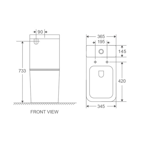 Унітаз-компакт Mixxus Premium Quadro-0401-R 610x365x825mm, система змиву RIMLESS (MP6457)