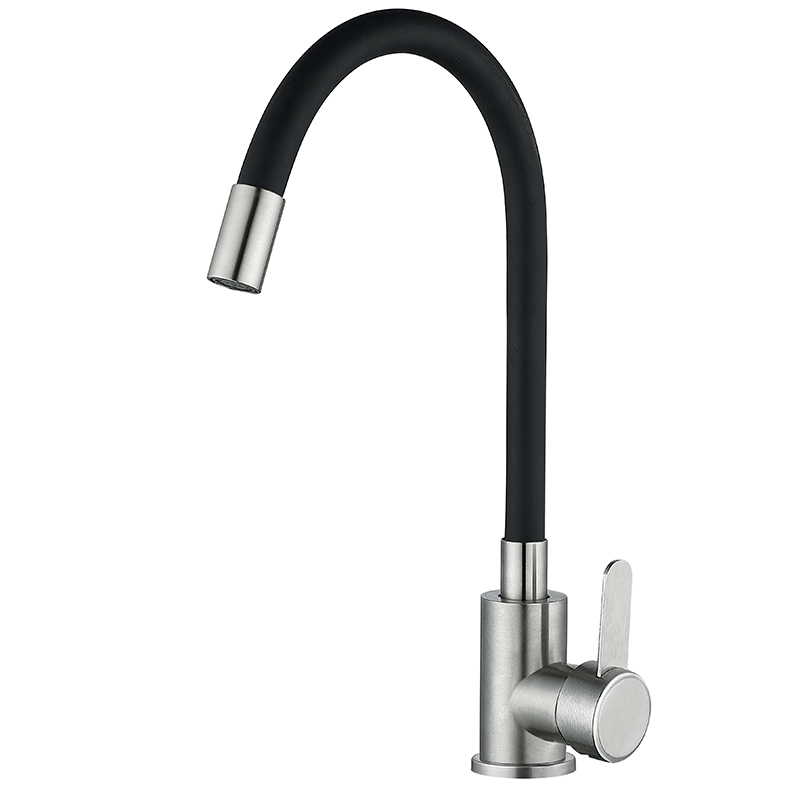 Змішувач для кухні MIXXUS FAN-011 REFL.BLACK з сил.виливом з нерж. сталі SUS304 (чорний) (MI6105)
