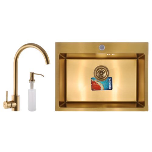 Набір Mixxus SET-6045-200x1.0-PVD-Gold (мийка+змішувач+диспенсер) (MX0589) Набір Mixxus SET-6045-200x1.0-PVD-Gold (мийка+змішувач+диспенсер) (MX0589)