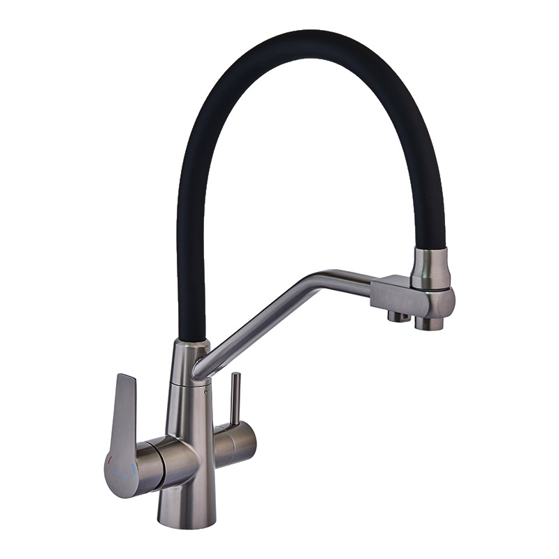Кухонний змішувач на дві води Mixxus FUL-021 Graphite Refl.Black (нерж. сталь) (MI6115)