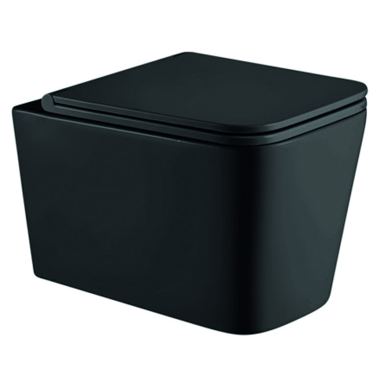 Підвісний унітаз Mixxus Premium Quadro-0302-R Black 530x360x365mm, система змиву RIMLESS (MP6455)
