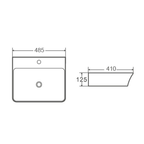 Умивальник накладний керамічний Mixxus Premium Bevel-0201 з переливом 485x410x125mm (MP6480)