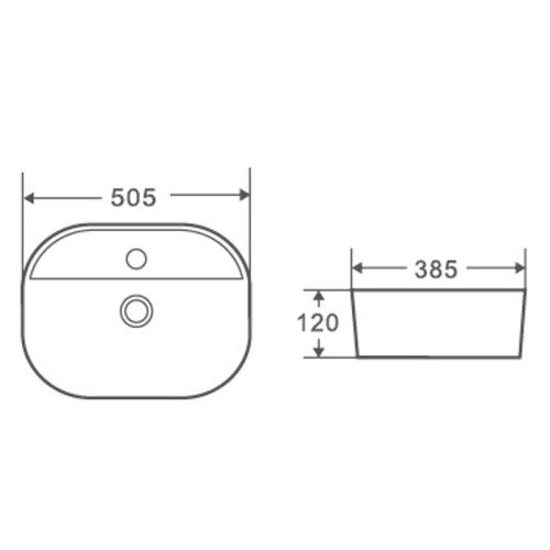 Умивальник накладний керамічний Mixxus Premium Ellipse-0201 505x385x120mm (MP6482)