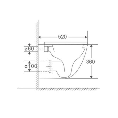 Унітаз підвісний Mixxus Premium Ellipse-0303-R 520x365x360mm, система змиву Rimless (MP6463)