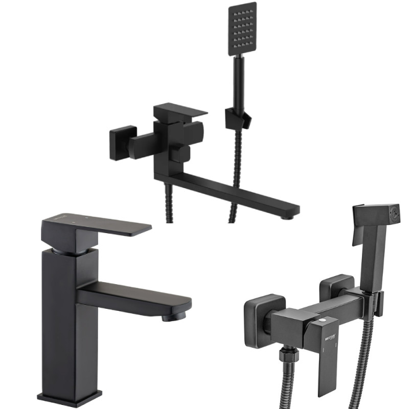 Набор 3в1 Mixxus KUB-007 (EURO) BLACK с нерж. стали SUS304 (черный) (MI6095) + Mixxus KUB-222 Black (MI6019) + Mixxus KUB-001 черный (из нерж. стали) (MI2810)