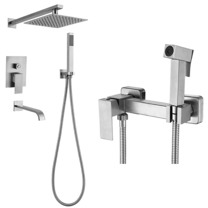Набір 2в1 Mixxus KUB-009 INNER (нерж. сталь) (MI5945) + Mixxus KUB-222 з гігієнічним душем з нерж. сталі SUS304 (MI6092)