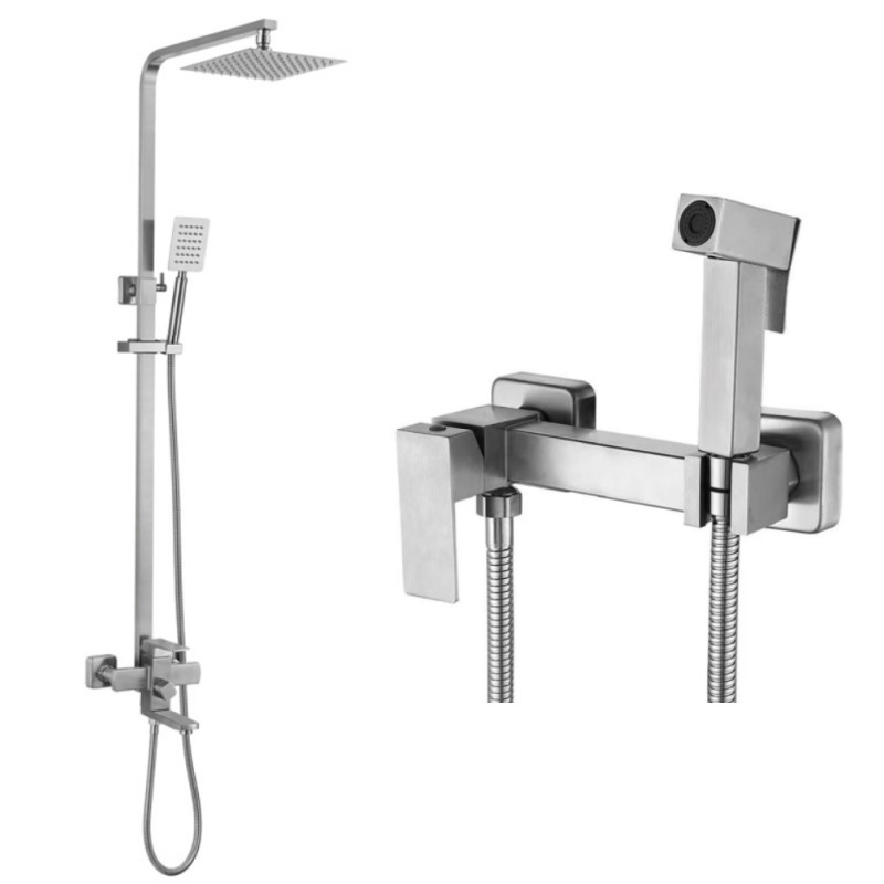 Набор 2в1 Mixxus KUB-009-J из нерж. стали SUS304 (MI5995) + Mixxus KUB-222 с гигиеническим душем из нерж. стали SUS304 (MI6092)