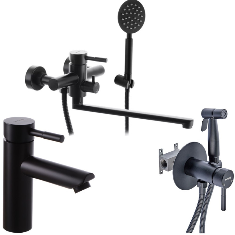 Набор 3в1 Mixxus SUS-006 (EURO) Черный (MI2806) + Mixxus SUS-333 Black (MI6036) + Mixxus SUS-001-A черный (из нерж. стали) (MI2802)